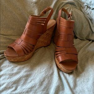 Franco Sarto Brown Wedge Sandals